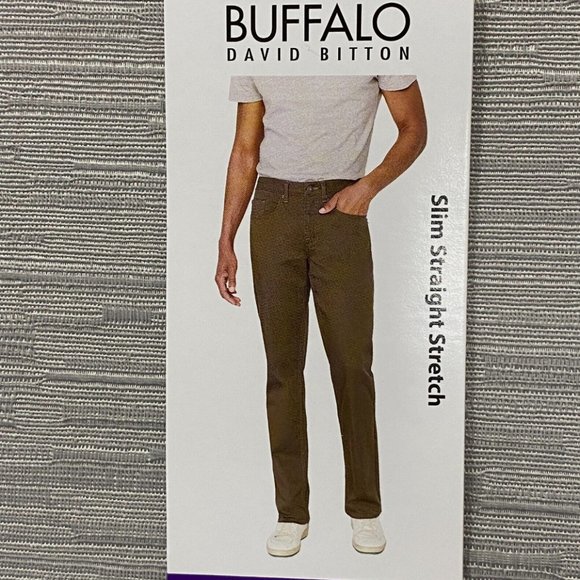 Buffalo SAM Brown Denim Jeans Pants Men's 40 x 30" Slim Fit Straight Leg - Picture 1 of 12